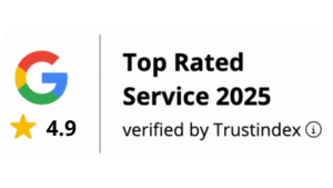 Top Rated Service 2025 – 4.9 su Google, verificato da Trustindex